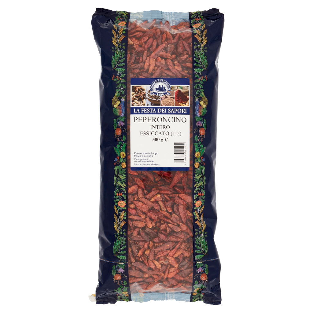 Peperoncino entero en bolsa 500g/ Italia      